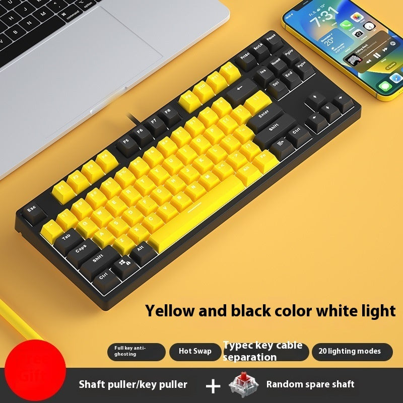 87 Key Wired Game Hot Plug Two Colors Mechanical Keyboard