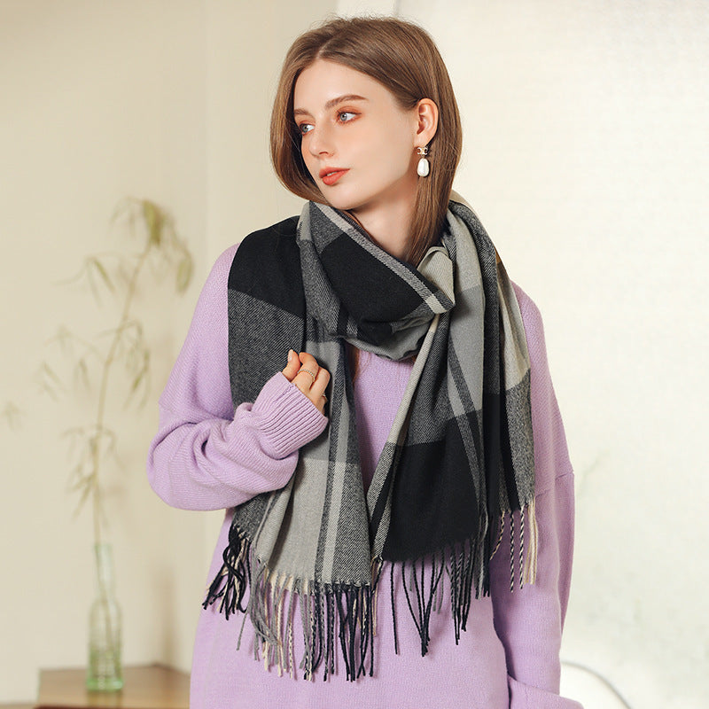 Thick Warm Tassel Artificial Cashmere Scarf
