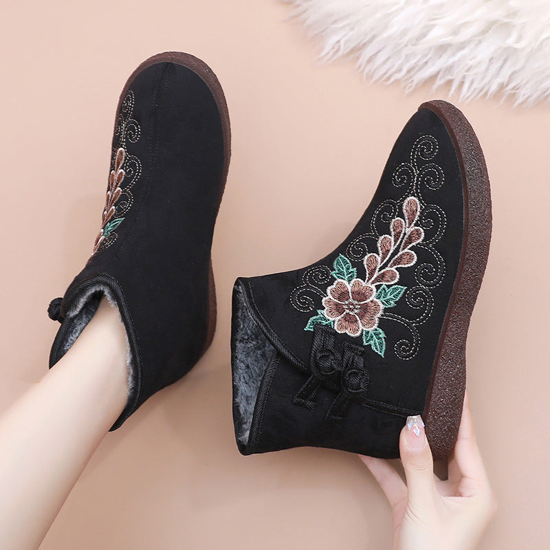 Women's Ethnic-style Cotton Boots With Fleece Lining