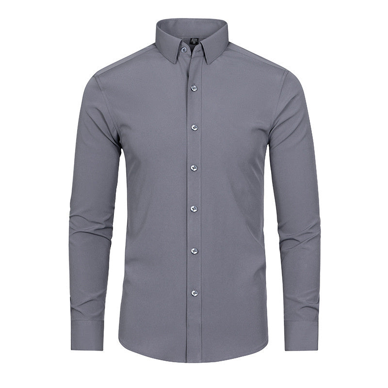 Full Elastic Force Non-ironing Men's Long-sleeved Shirt