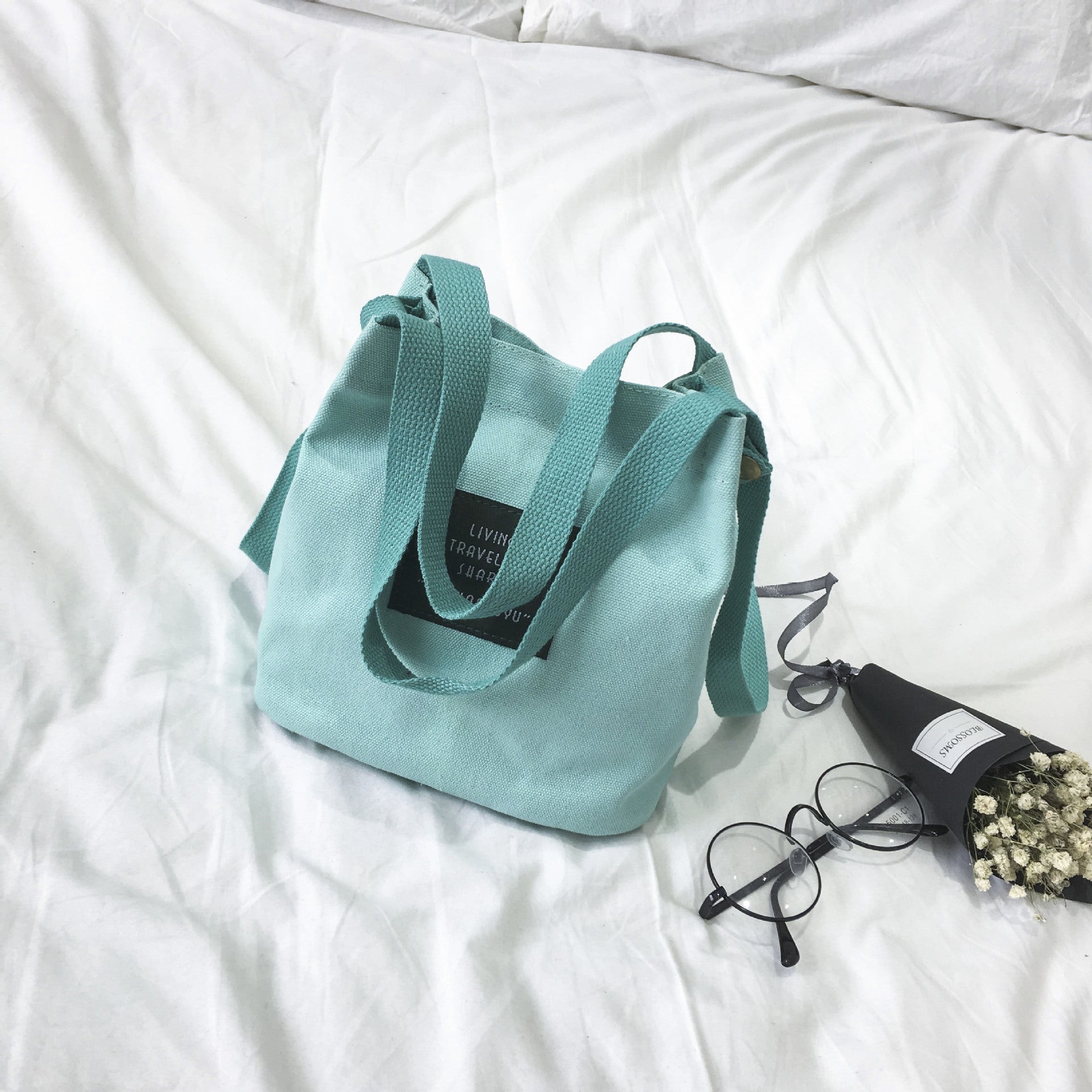 Women's Bag 2017 Korean Style Fashionable New Arrival Canvas Bucket Small Bag Casual Fashionable Simple Shoulder Bag Women's Crossbody Bag