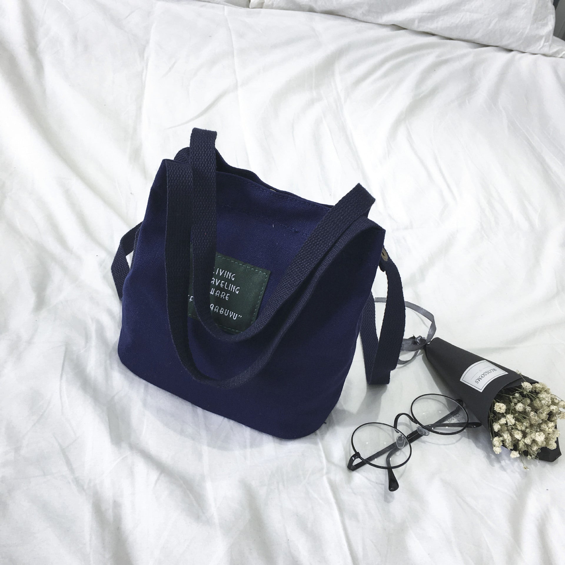 Women's Bag 2017 Korean Style Fashionable New Arrival Canvas Bucket Small Bag Casual Fashionable Simple Shoulder Bag Women's Crossbody Bag