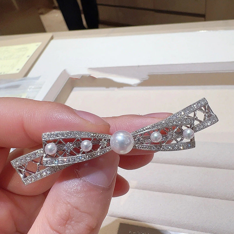 Chanel-style Bow Multi-pearl Brooch For Women