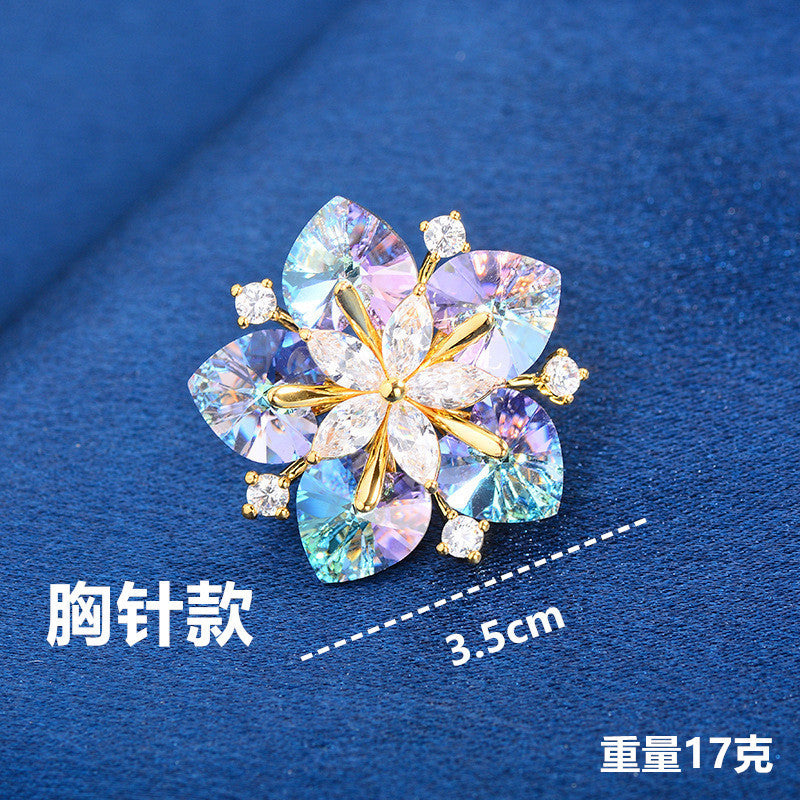Light Luxury High-grade Super Shiny Snowflake Personality Corsage Suit Jacket Elegant Pin