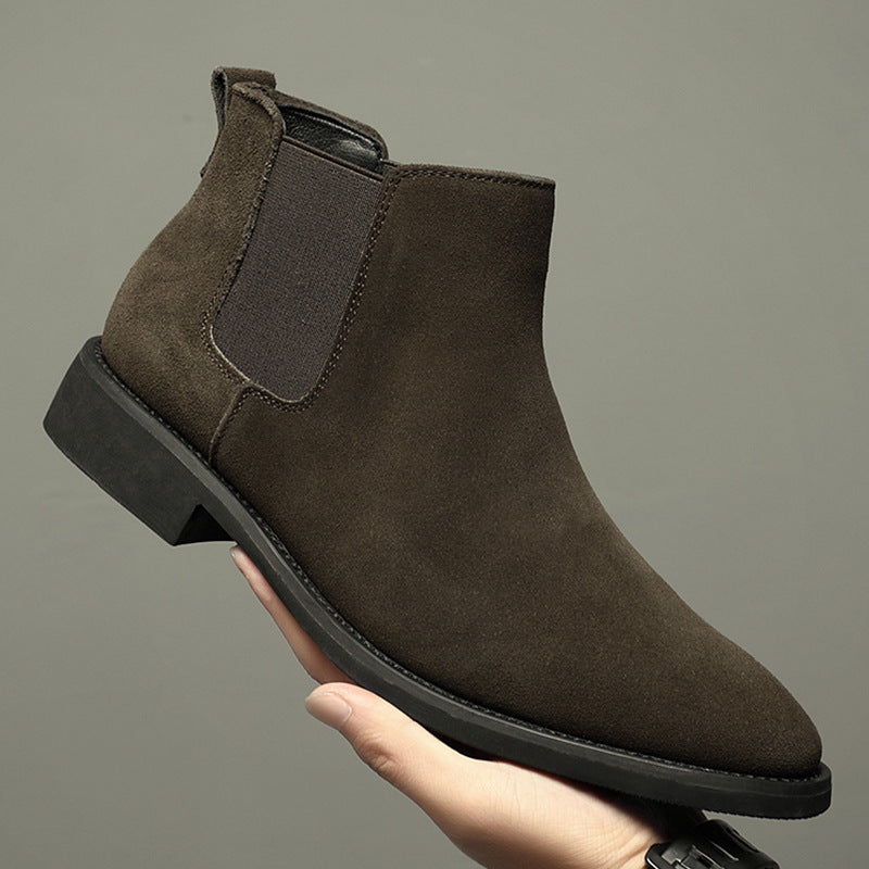Breathable Autumn And Winter British Style Pointed Suede Short Martin Boots For Men