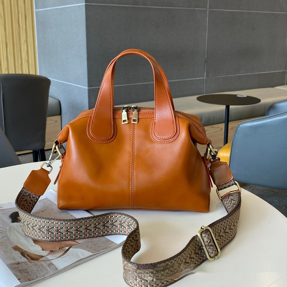 Gradient Color Storage Handbag Advanced Vintage