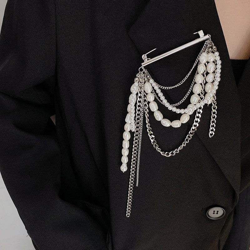 Korean Style Tassel Pearl Pin Internet Celebrity All-match Corsage
