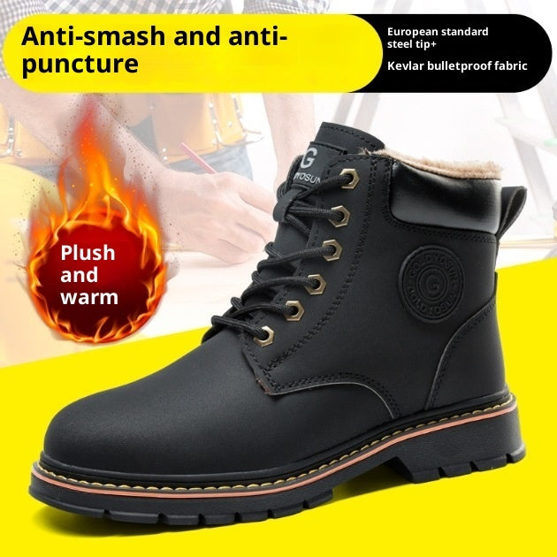 New Mid-top Steel Toe Cap Safety Protective Footwear Anti-smashing And Anti-penetration Antiskid Shoe