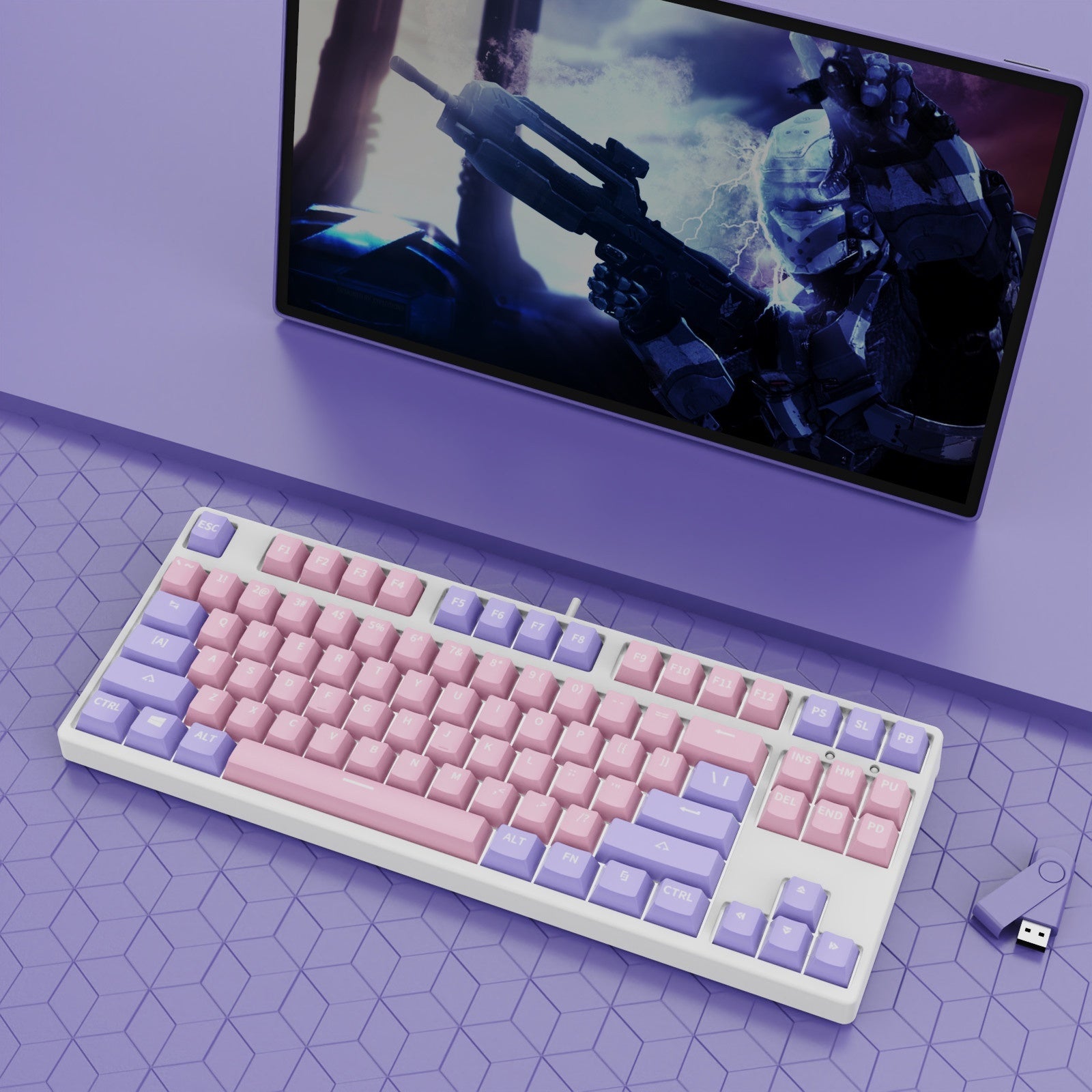 87 Key Wired Game Hot Plug Two Colors Mechanical Keyboard