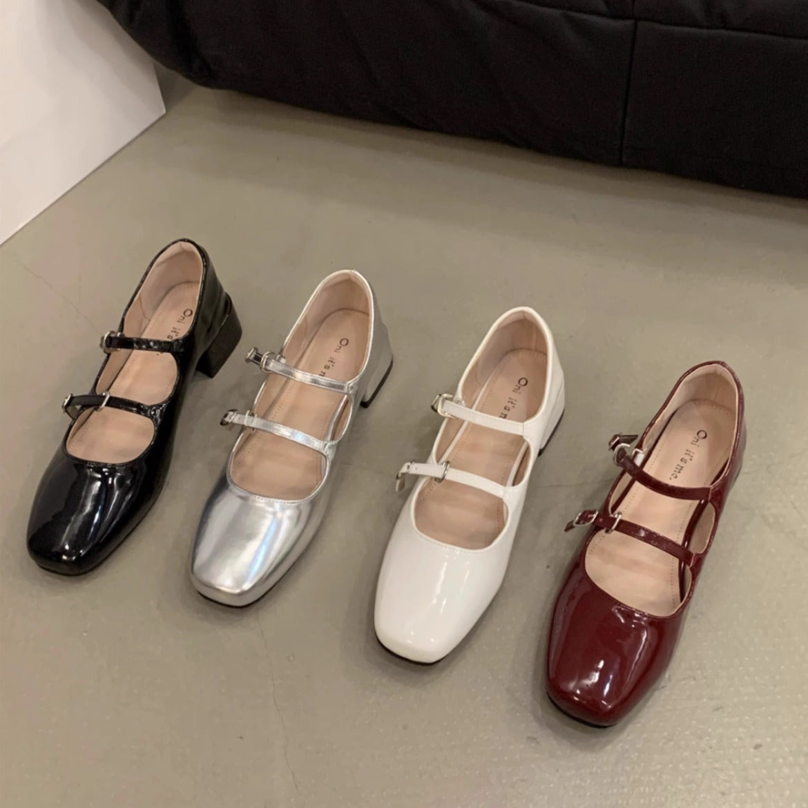 Chunky Heel Red Mary Jane Shoes For Women