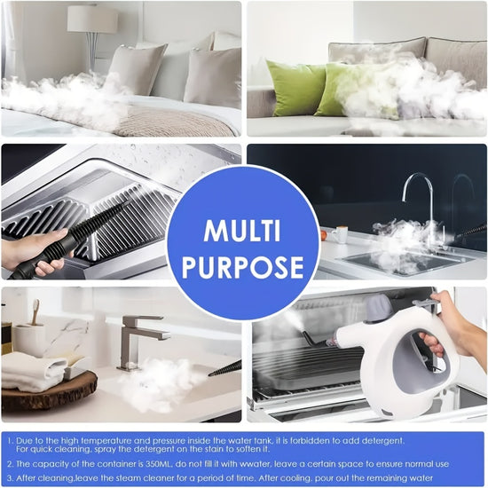 Handheld Multi-Surface Pressurized Steam Cleaner With 12 Accessories, Water Tank Multi-Purpose Steam Generator For Home Use, Natural Steam Cleaning Tiles, Floors, Bathrooms, Windows, Interior Decorati