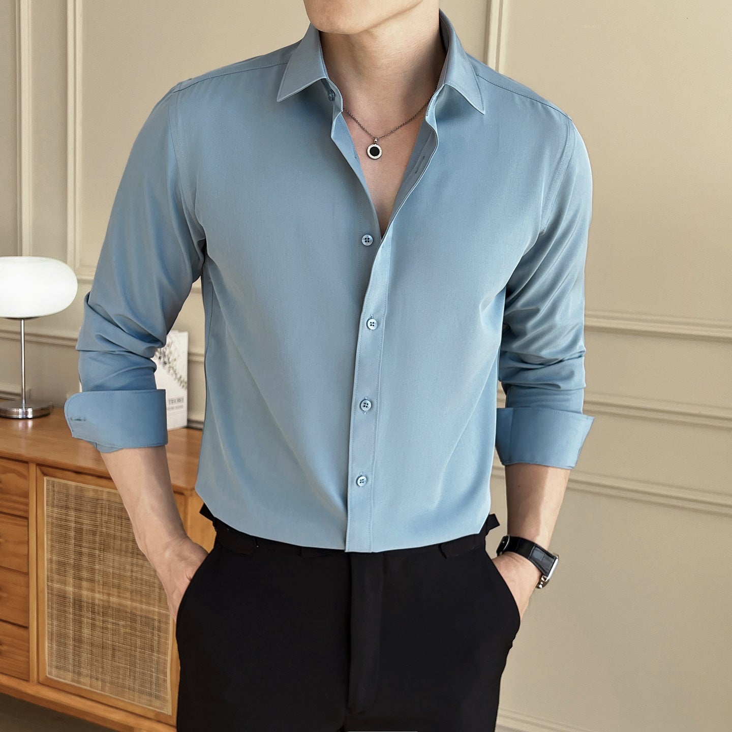 Seven-color Men's Long-sleeved Business Shirt