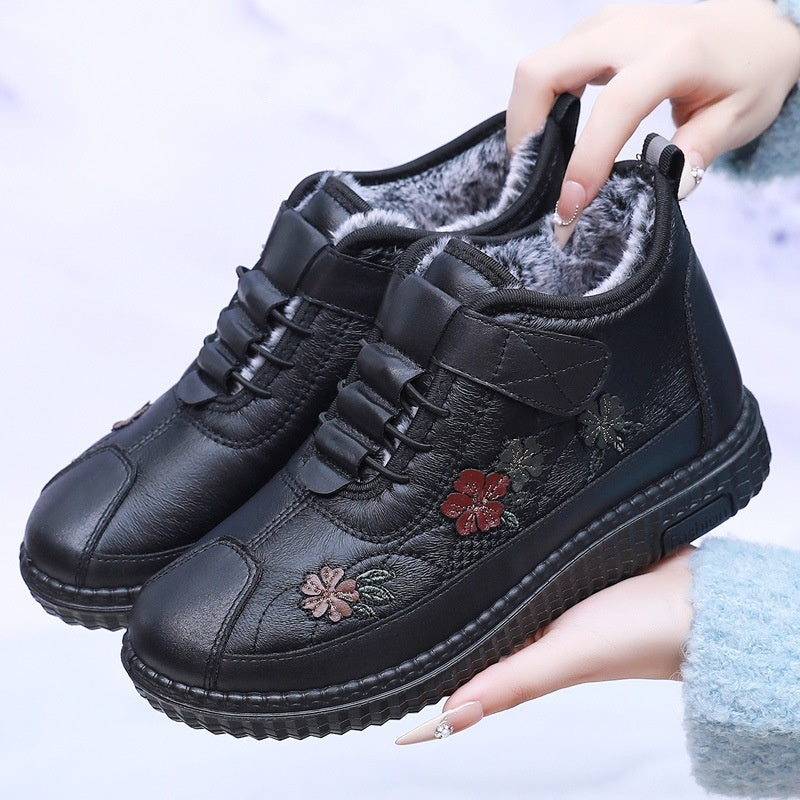 Old Beijing Cloth Shoes Women's Elderly Cotton Winter Fleece-lined Warm Soft Sole