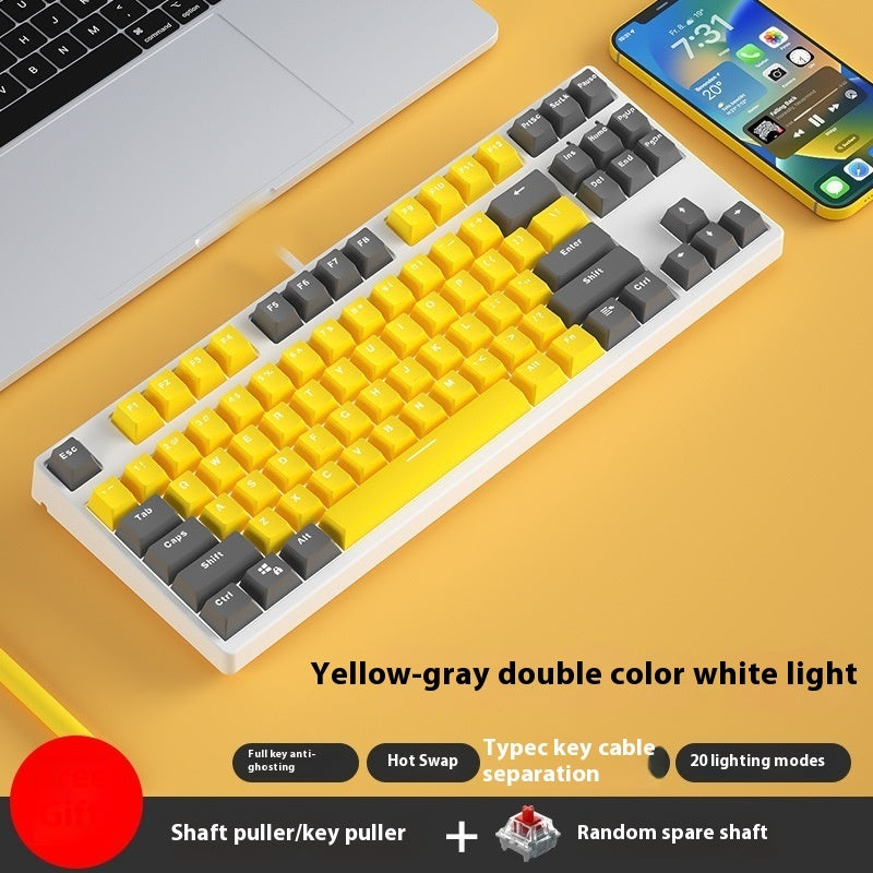 87 Key Wired Game Hot Plug Two Colors Mechanical Keyboard