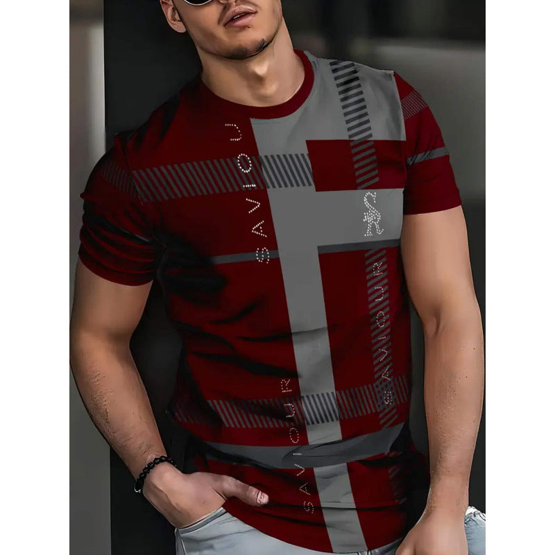 Men's Short-sleeved T-shirt Business Casual Series Digital 3D Printing