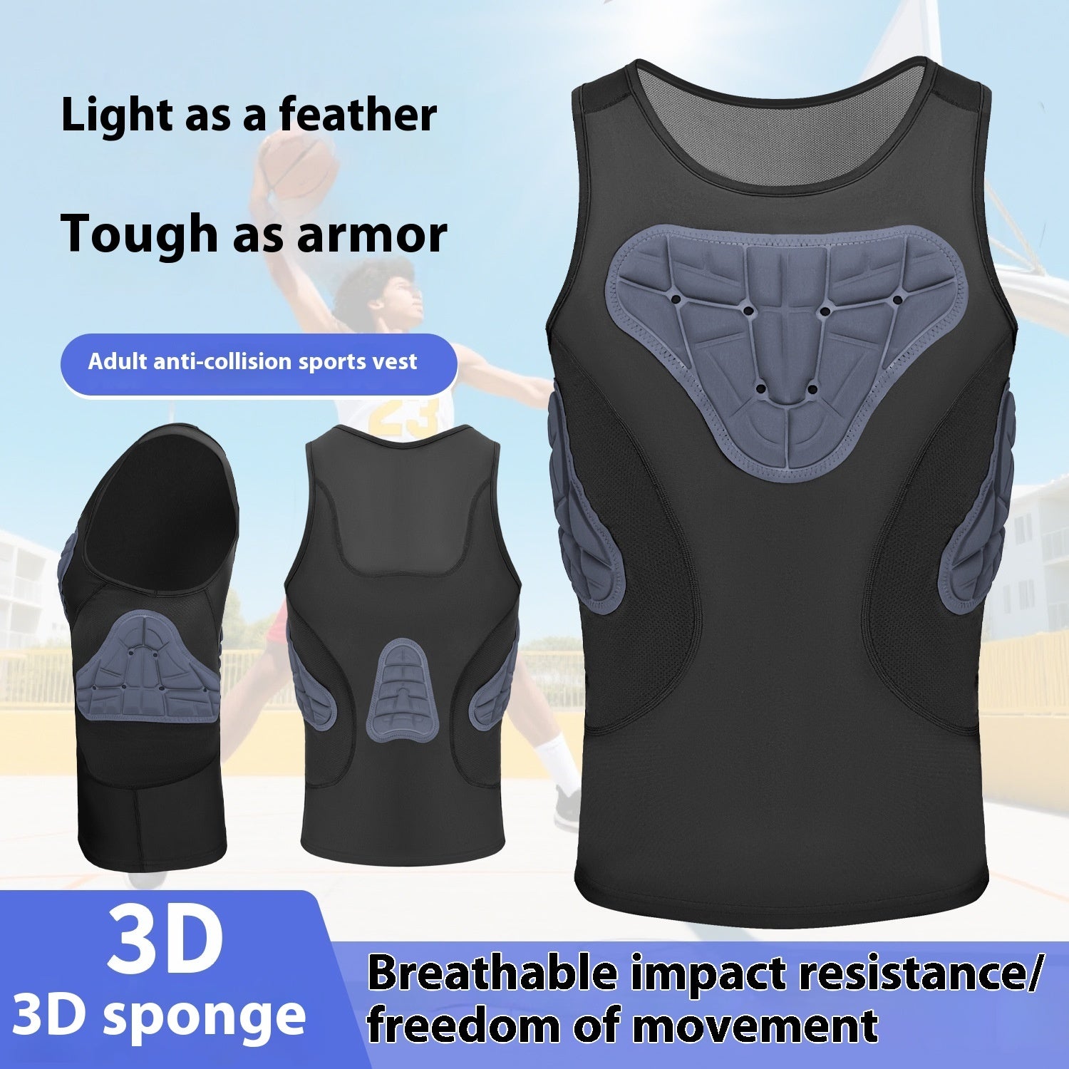 Basketball Anti-collision Tight Vest Men's Professional Sports Football Rib Protective Gear