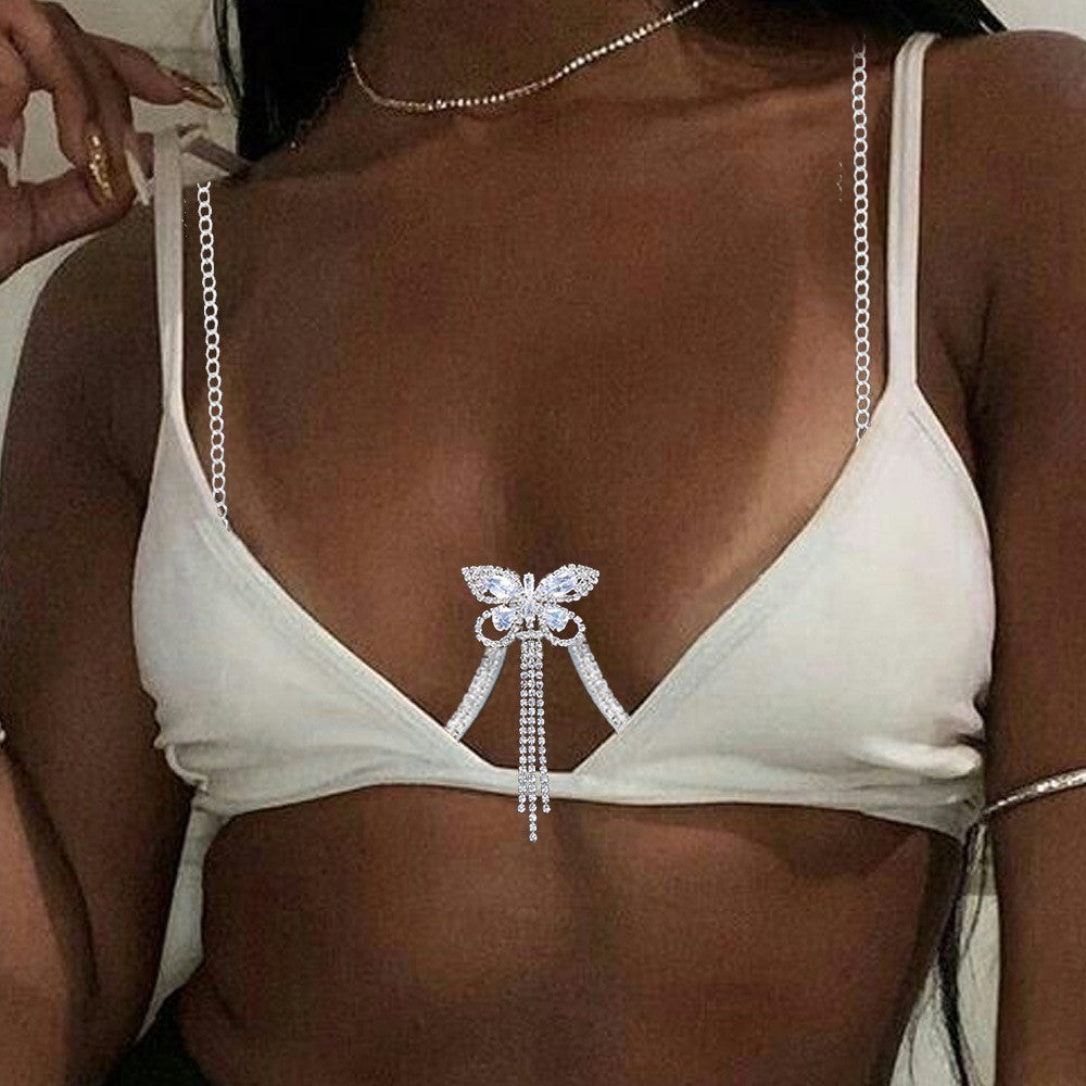 Diamond Tassel Chest Necklace Accessories Body Chains