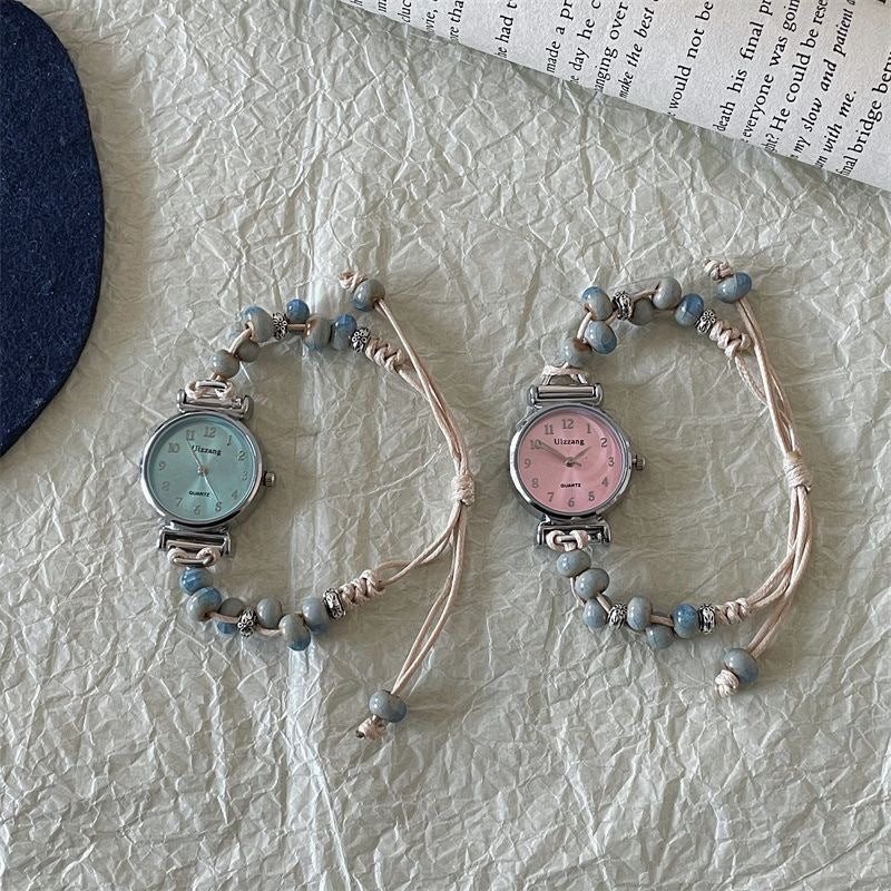 Simple Ceramic Woven Bracelet Watch Female Mori Style