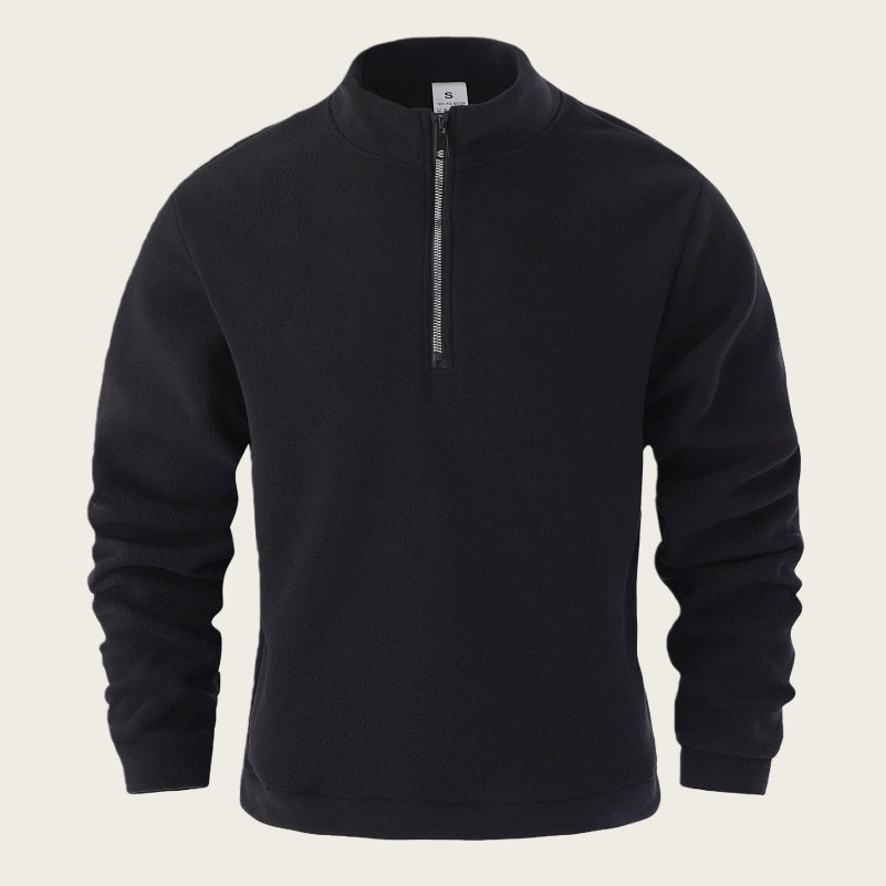 Men's Casual Pullover Jacquard Fleece Stand-up Collar Sweatshirt
