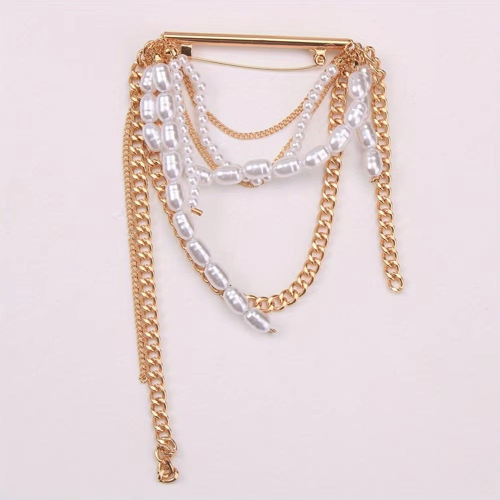 Korean Style Tassel Pearl Pin Internet Celebrity All-match Corsage