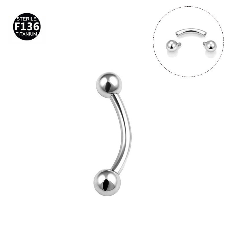 F136 Titanium Alloy Internal Thread Double Head Bending Rod Eyebrow Ring