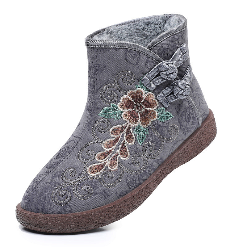 Women's Ethnic-style Cotton Boots With Fleece Lining