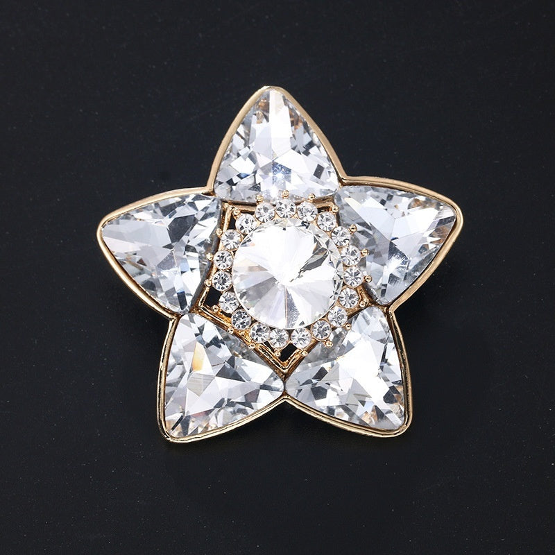 Minimalist Pearl Floral Brooch With Diamond Flower Accessory Pin