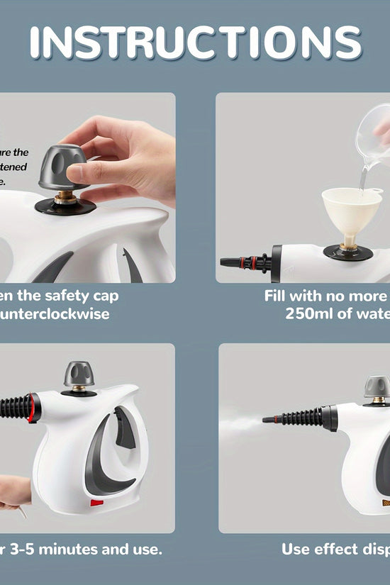 Handheld Multi-Surface Pressurized Steam Cleaner With 12 Accessories, Water Tank Multi-Purpose Steam Generator For Home Use, Natural Steam Cleaning Tiles, Floors, Bathrooms, Windows, Interior Decorati