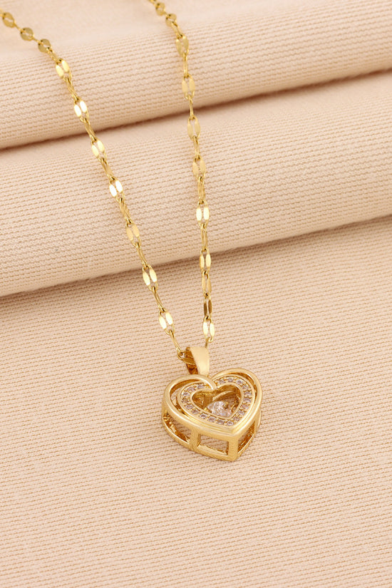 Double-layer Love Necklace With Rhinestones Titanium Steel Pendant Fashion Jewelry Woman Valentines Day Gift