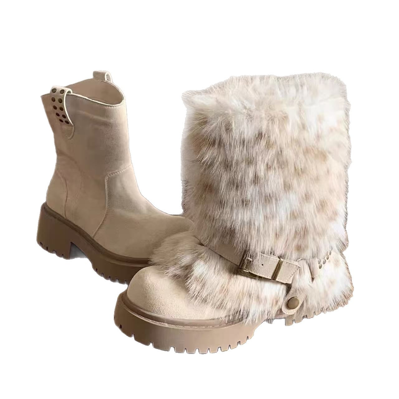 Winter Warm Furry Anti-slip Snow Boots For Women