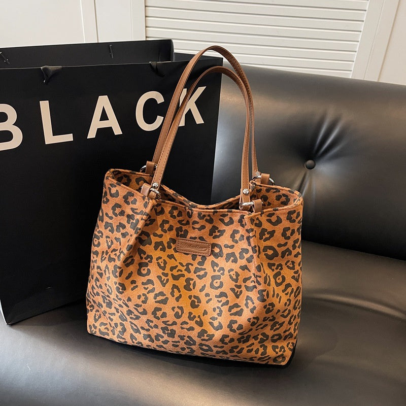 Shoulder Large Capacity Leopard Print Canvas Big Bag