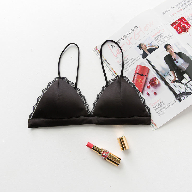 Thin Shoulder Straps, Black Small Wrap Bra, Beautiful Back Tube Top, Sexy Small Bra, Elastic Camisole, Versatile Intimates for Women