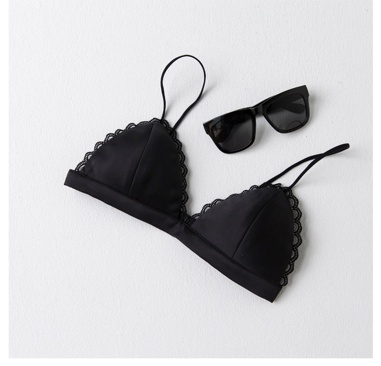 Thin Shoulder Straps, Black Small Wrap Bra, Beautiful Back Tube Top, Sexy Small Bra, Elastic Camisole, Versatile Intimates for Women