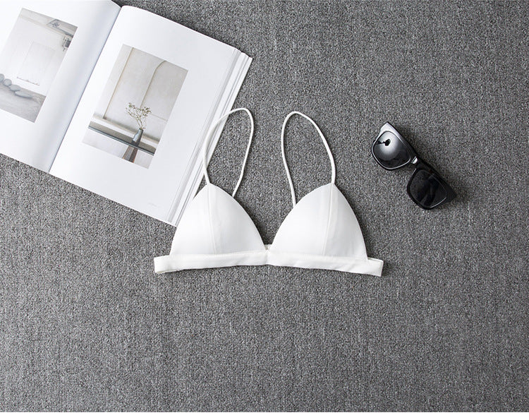 Thin Shoulder Straps, Black Small Wrap Bra, Beautiful Back Tube Top, Sexy Small Bra, Elastic Camisole, Versatile Intimates for Women