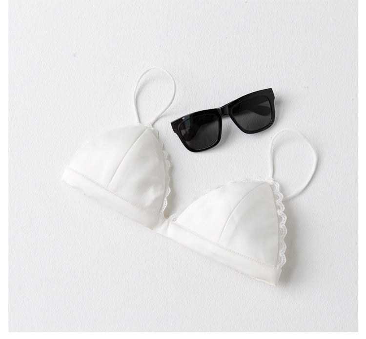 Thin Shoulder Straps, Black Small Wrap Bra, Beautiful Back Tube Top, Sexy Small Bra, Elastic Camisole, Versatile Intimates for Women
