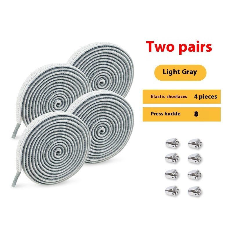 Shoelace For Lazy People Lace-free Rope Elastic Children's Flat Buckle Tie-free White Shoes Men's And Women's Fixed White