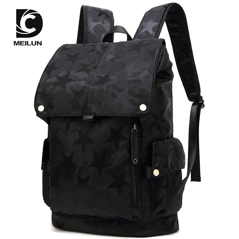Fashionable and Personalized Male High School Student College Bag Casual Korean Style Large Capacity Campus Black Backpack
