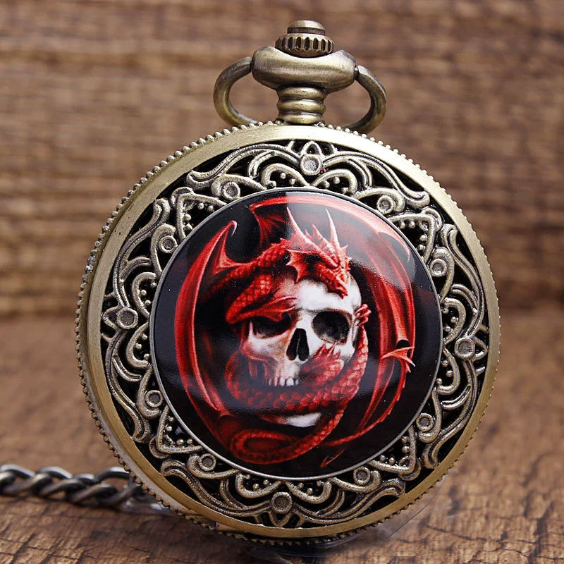 Classical Retro Plus-sized Skull Ceramic Pocket Watch