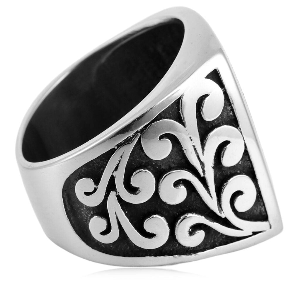 Retro Square Titanium Steel Square Ring