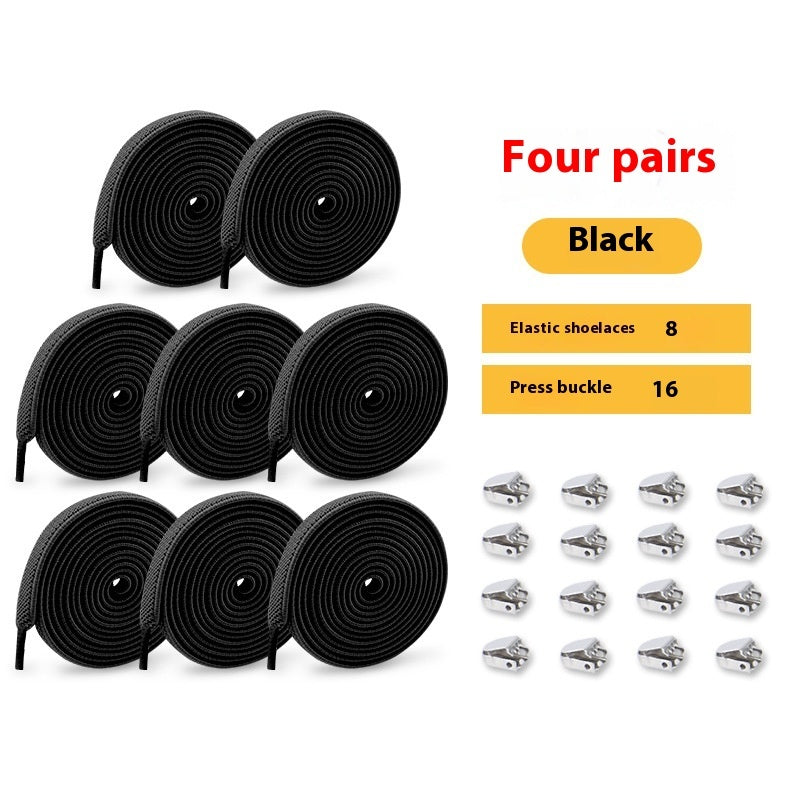 Shoelace For Lazy People Lace-free Rope Elastic Children's Flat Buckle Tie-free White Shoes Men's And Women's Fixed White