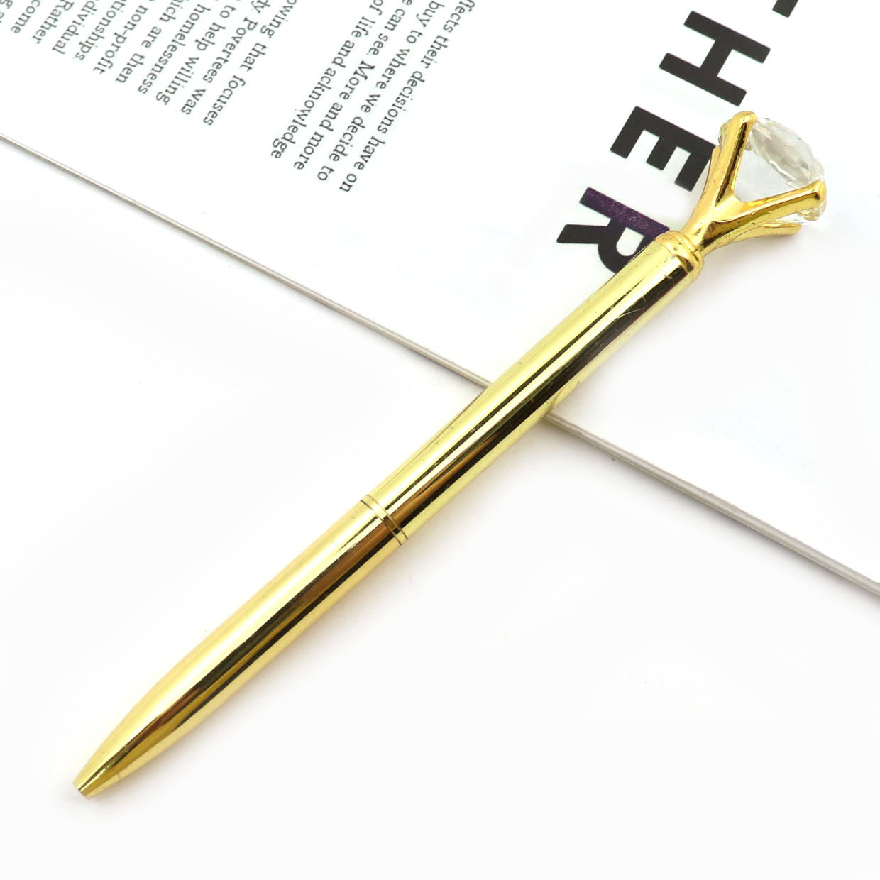Student Creative Crystal Diamond ballpoint pen advertising pen carved LOGO cross-border large diamond pen metal ballpoint pen