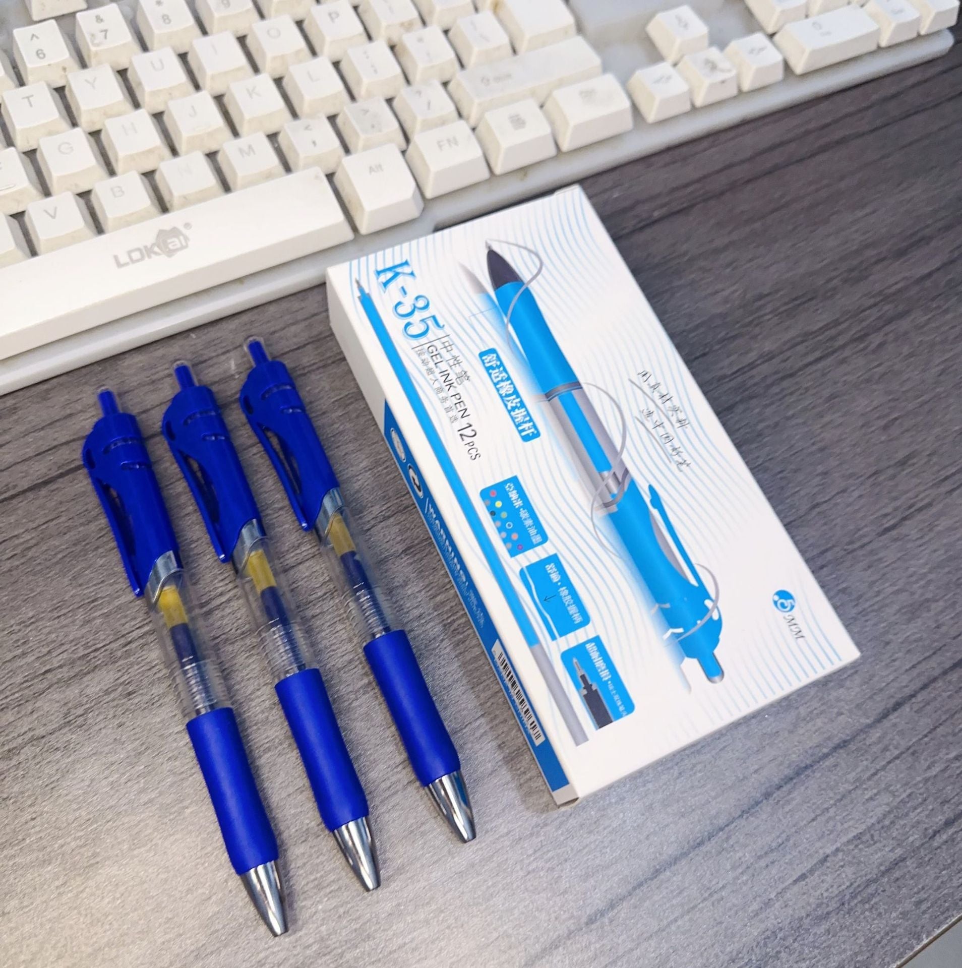 K35 Press Gel Pen Ballpoint Pen Signature Pen Boxed Stationery Student Wholesale Exam Bullet 0.5mm Quick Drying