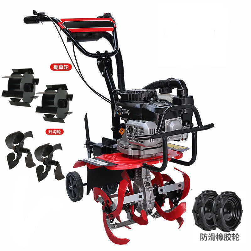 Wuyang Electric Start Micro Tillage Machine Small Gasoline Household Four-Stroke Soil Loosening Paddy Field Weeding Trenching Machine Tillage Rotary Tillage