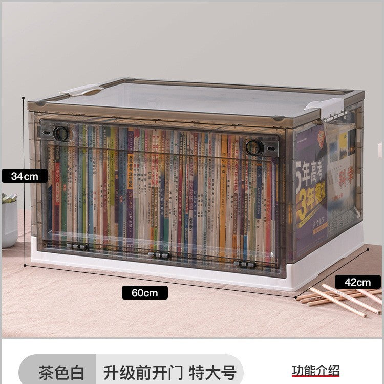 Large Plastic Folding Storage Box with Lid for Books Books Transparent Toy Pulley Tidy Box Book Box Storage Box