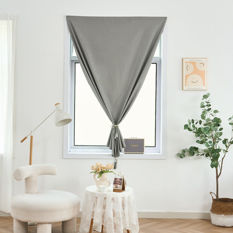 Full Blackout Curtains, No-Drill Magic Tape, Rental House Partition Curtain, Bedroom Bay Window Self-Adhesive Small Window Blocking Short Curtain