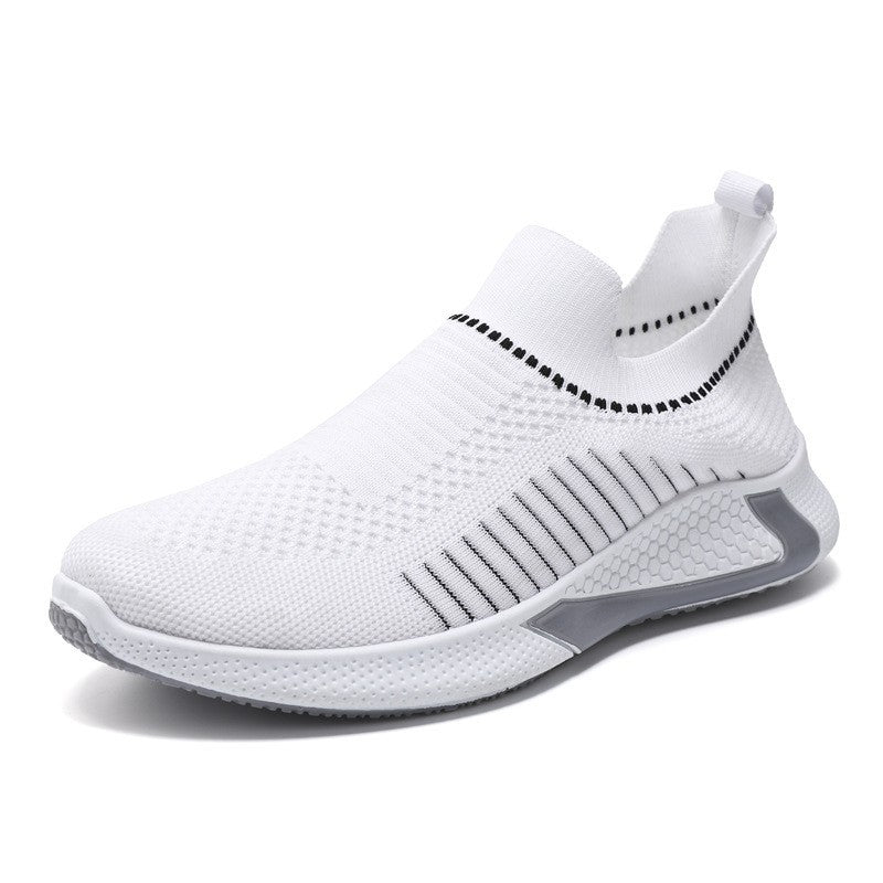 2025 New Men's Shoes Summer Flyknit Breathable Trendy Sports Shoes Large Size Sports Casual Shoes Casual Socks Shoes