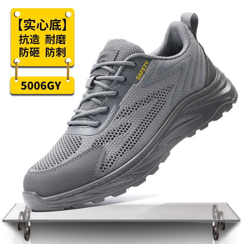 Labor Protection Shoes for Men, Anti-Smash, Anti-Puncture Steel-Toe Shoes, Fly-Knit Comfortable and Wear-Resistant Safety Shoes, Protective Work Shoes