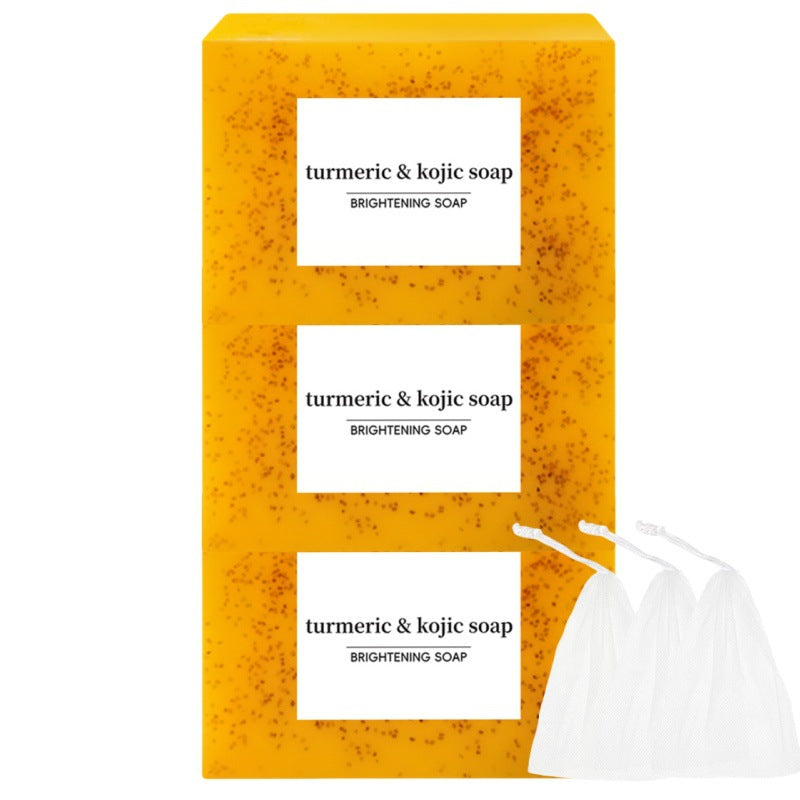 L Popular Turmeric Cleansing Mousse Facial Cleansing Pad Turmeric Soap Three-Piece Cleansing and Moisturizing Skin Care Set