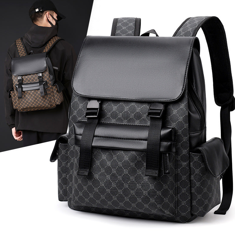 Retro Backpack Men's Checkerboard New Fashion Large Capacity Travel European and American Computer Backpack College Student Male Hanging Bag