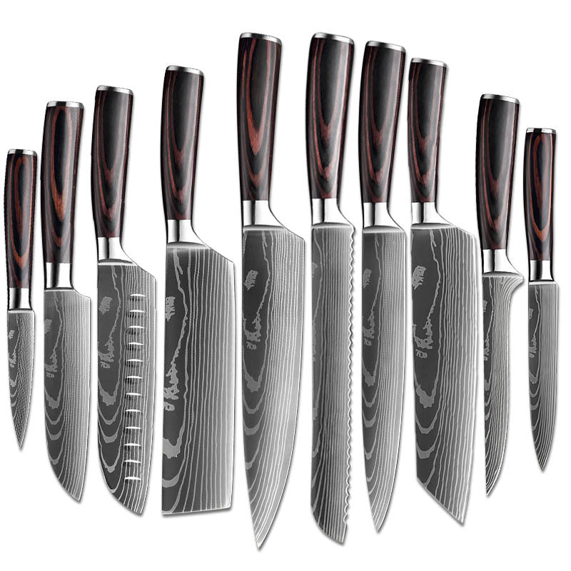 Laser Pattern Western-style Chef Knife Kitchen Knife Sande Knife Damascus Pattern Chef Knife Kitchen Knife suit